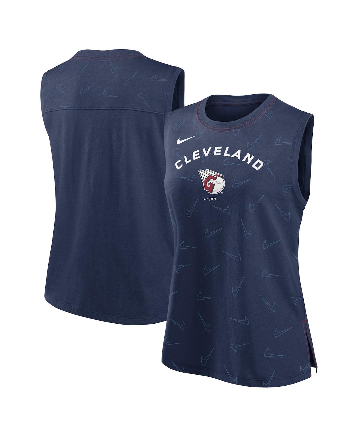 Shop Nike Women's  Navy Cleveland Guardians Muscle Play Tank Top