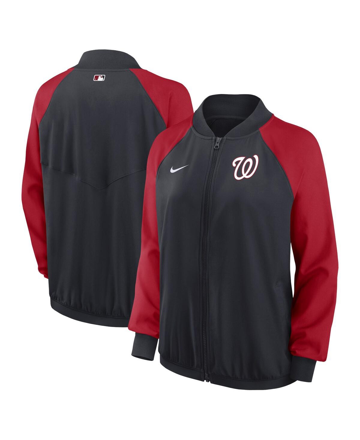 Women's NikeWashington Nationals Authentic Collection Team Raglan Performance Full-Zip Jacket - Navy