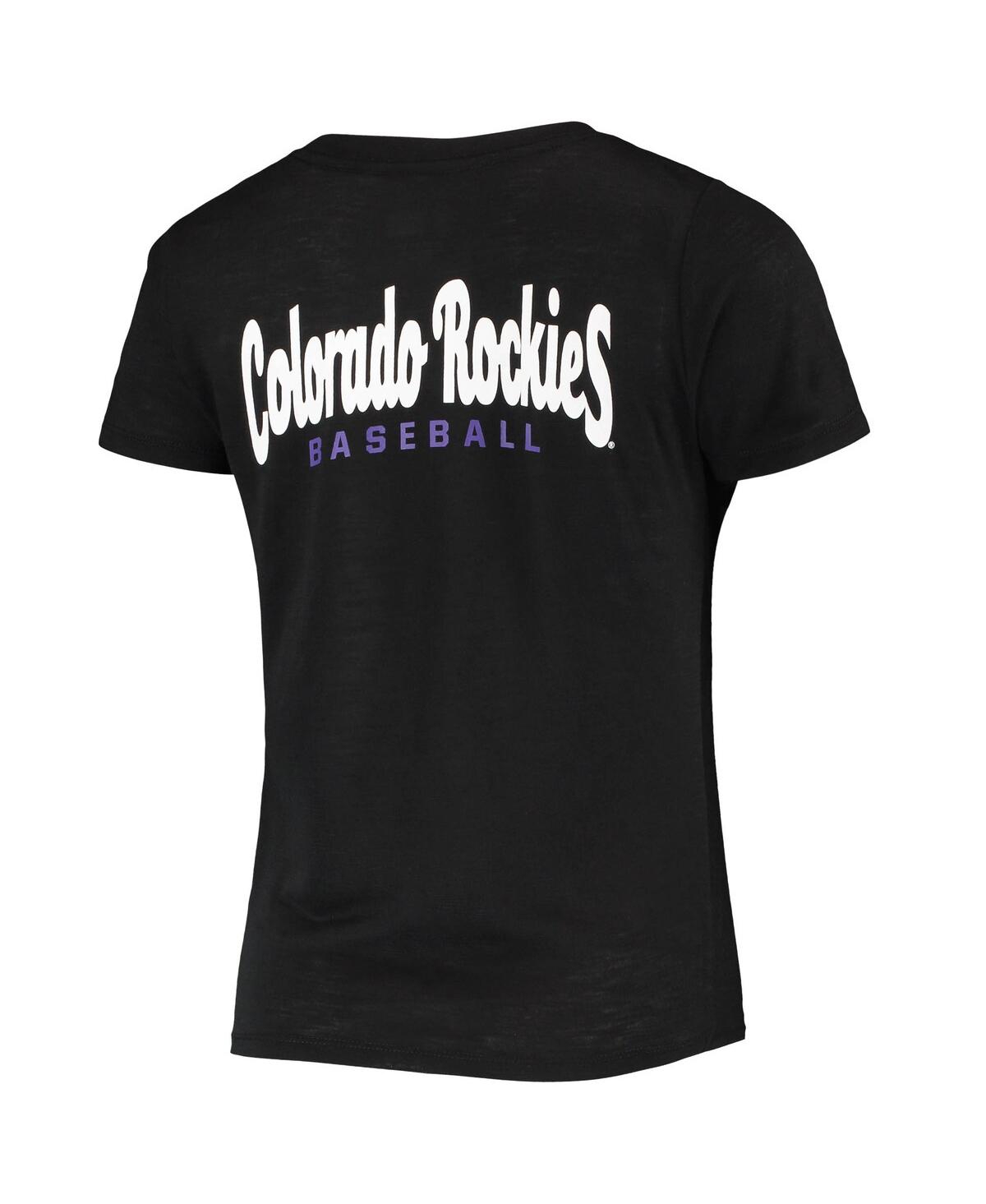 Shop New Era Women's  Black Colorado Rockies 2-hit Front Twist Burnout T-shirt