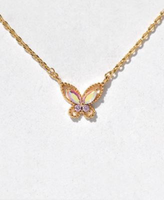 Faux Cubic Zirconia Float Like A Butterfly Necklace