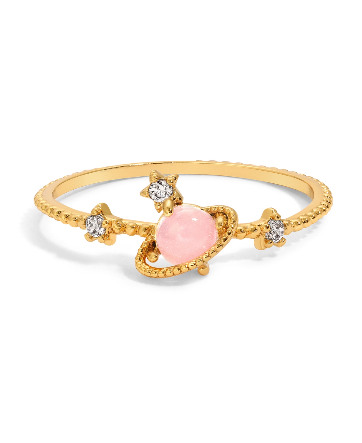 Girls Crew Pink Faux Cubic Zirconia Celestial I Need Space Ring In Gold