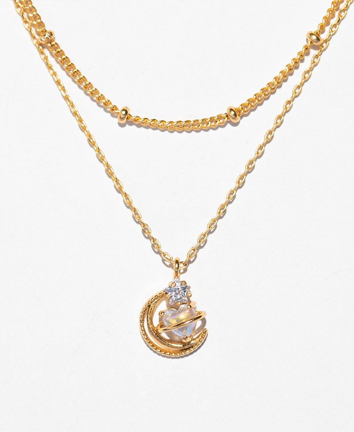 Girls Crew Crystal Opalescent Celestial Luna Love Layered Necklace Macy's