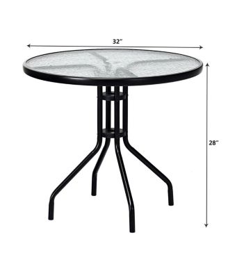 32''Outdoor Patio Round Table Tempered Glass Top