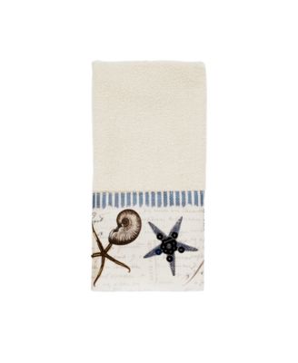 Antigua Starfish & Seashells Cotton Fingertip Towel, 11" x 18"