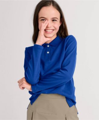 Girls Long Sleeve Feminine Fit Interlock Polo Shirt