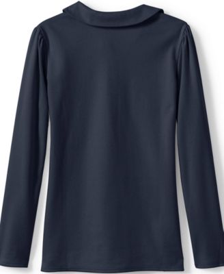 Girls School Uniform Long Sleeve Peter Pan Collar Polo Shirt