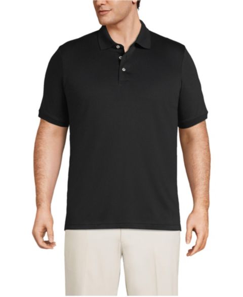 Мужское поло Lands' End Big & Tall Short Sleeve Cotton Supima Polo Shirt, цвет: Чёрный