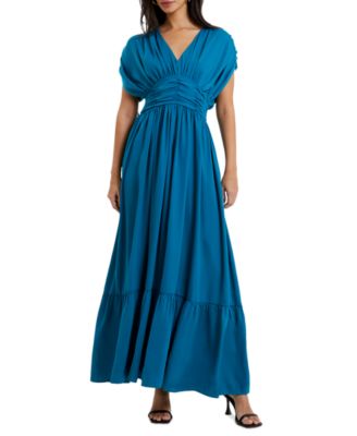 French Connection - Women's Audrey Ruched-Sleeve Satin Tiered Maxi Dress