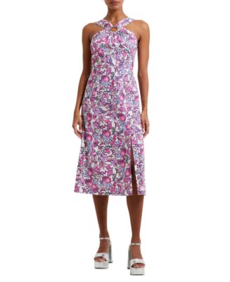 French Connection Women's Fontini Cotton Ring-Halter Midi Dress - Macy's