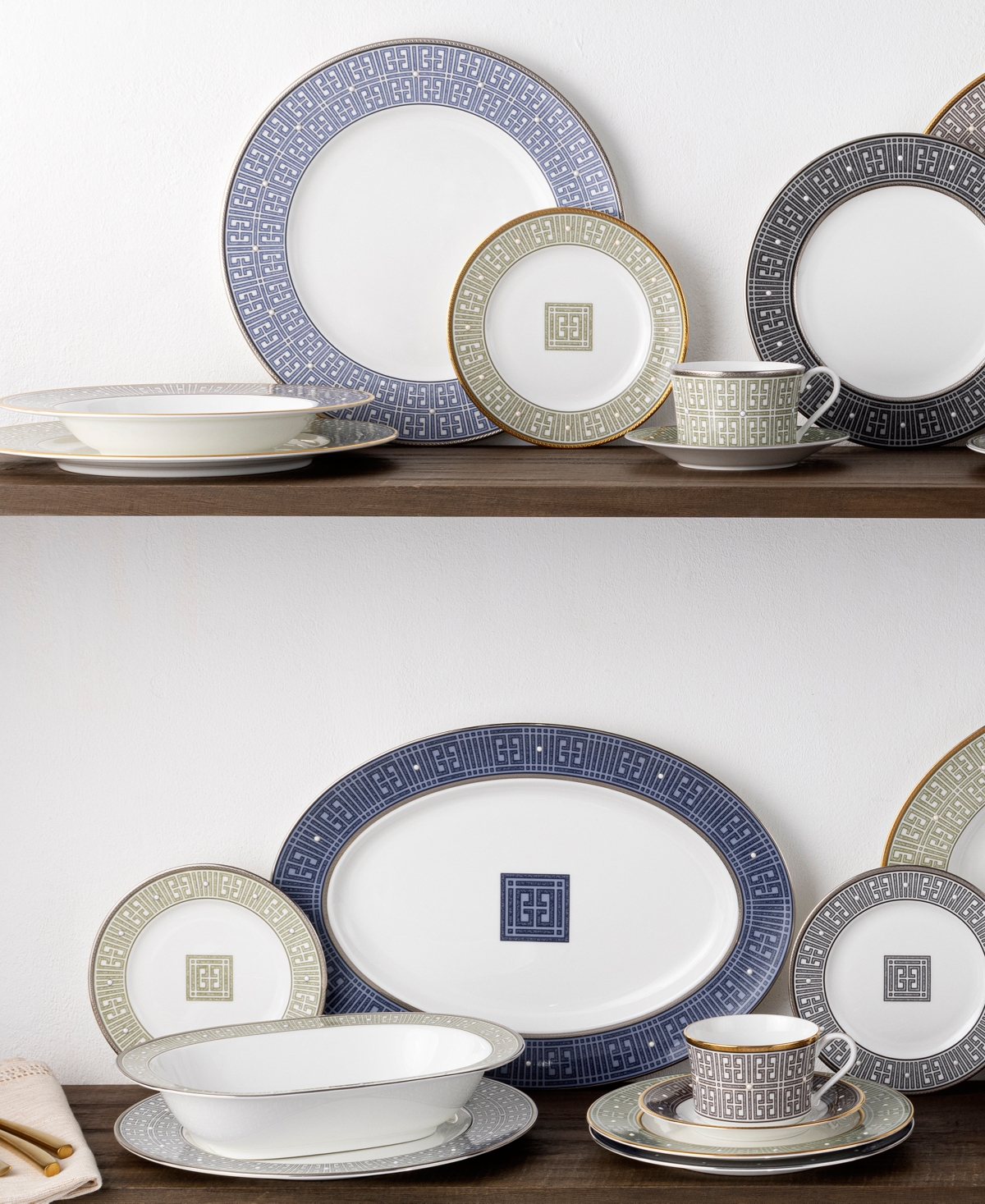 Noritake Infinity Platinum 4 Piece Dinner Plate Set , Service For 4 In Green Platinum