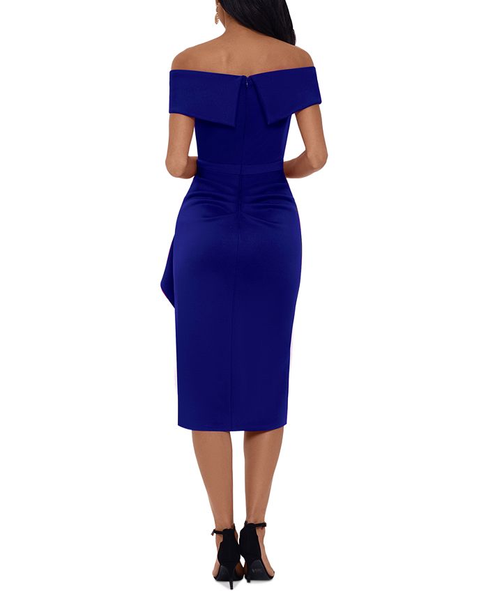 XSCAPE Waterfall-Ruffle Off-the-Shoulder Gown - Macy's