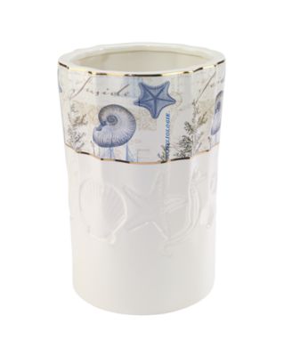 Antigua Starfish & Seashells Ceramic Wastebasket