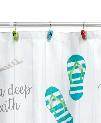 Beach Mode Flip-Flop Motif Printed 12-Pc. Shower Curtain Hooks