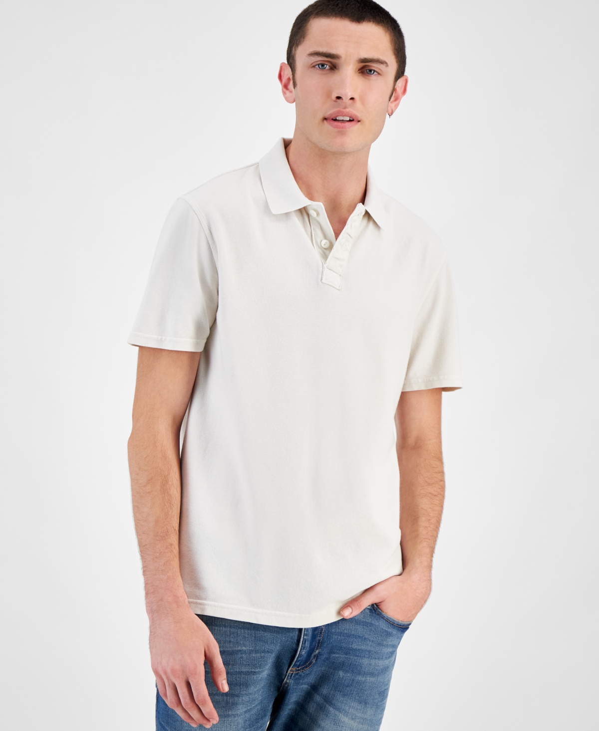 Sun + Stone Men's Pete Pique Polo, Created For Macy's In Vintage White