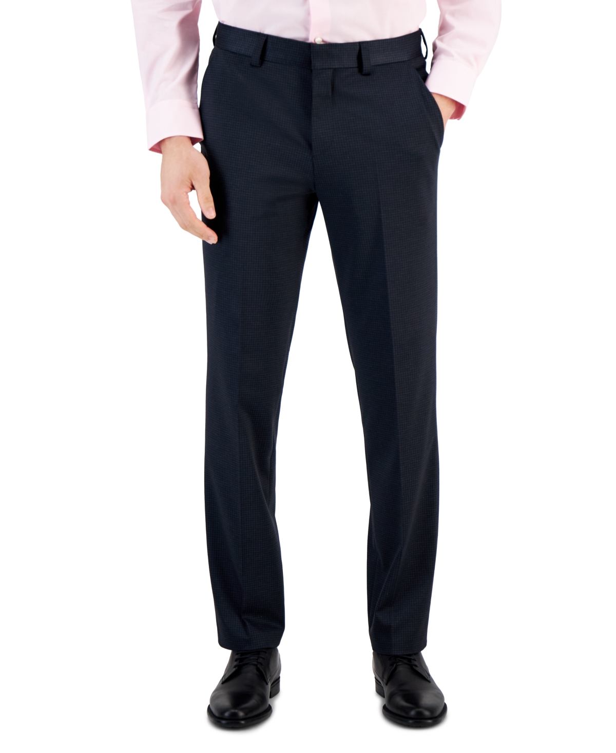 Shop Hugo By  Boss Men's Modern-fit Stretch Navy Mini-check Suit Pants In Navy Mini Check
