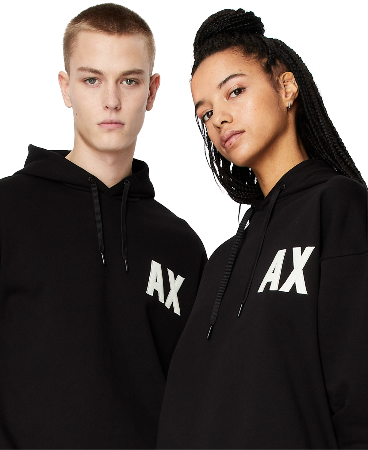 A X Armani Exchange Relaxed Fit Logo Graphic Long-sleeve Hoodie In Black