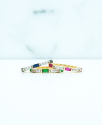 Lab-Grown Blue Sapphire (3/8 ct. t.w.) & Lab-Grown White Sapphire (1/5 ct. t.w.) Stack Ring in 14k Gold-Plated Sterling Silver