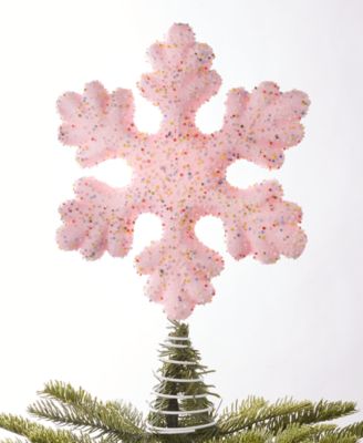Holiday Lane - 15"H Pink Candy Snowflake Tree Topper