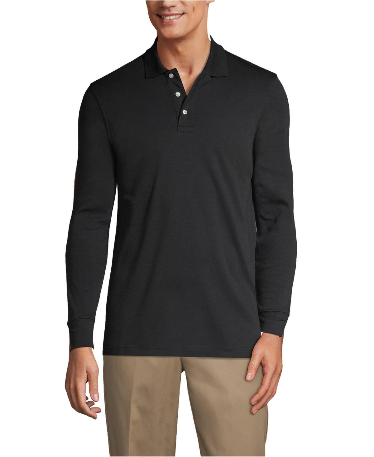 Lands' End Men's Long Sleeve Interlock Polo Shirt