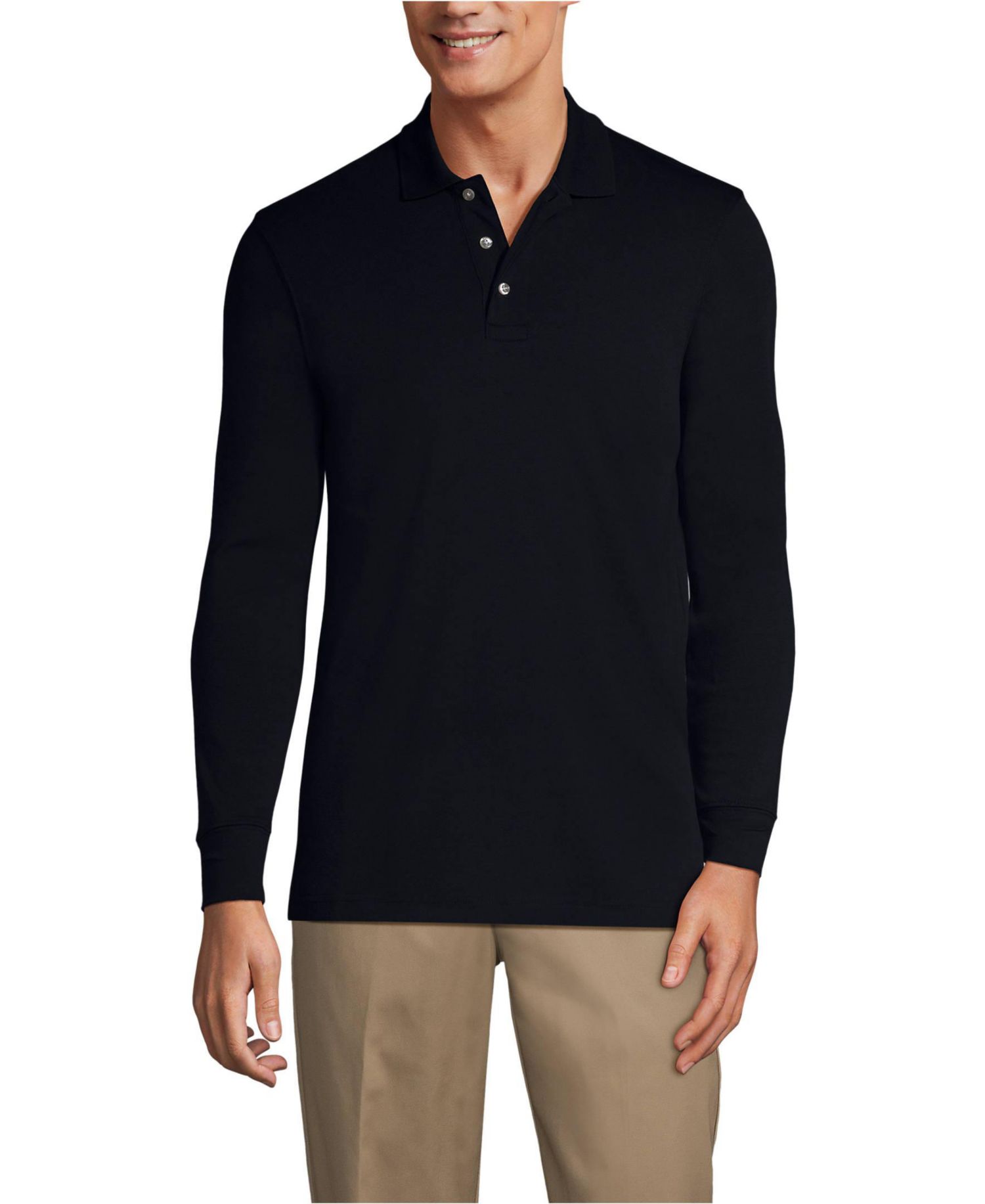 Men's School Uniform Long Sleeve Interlock Polo Shirt