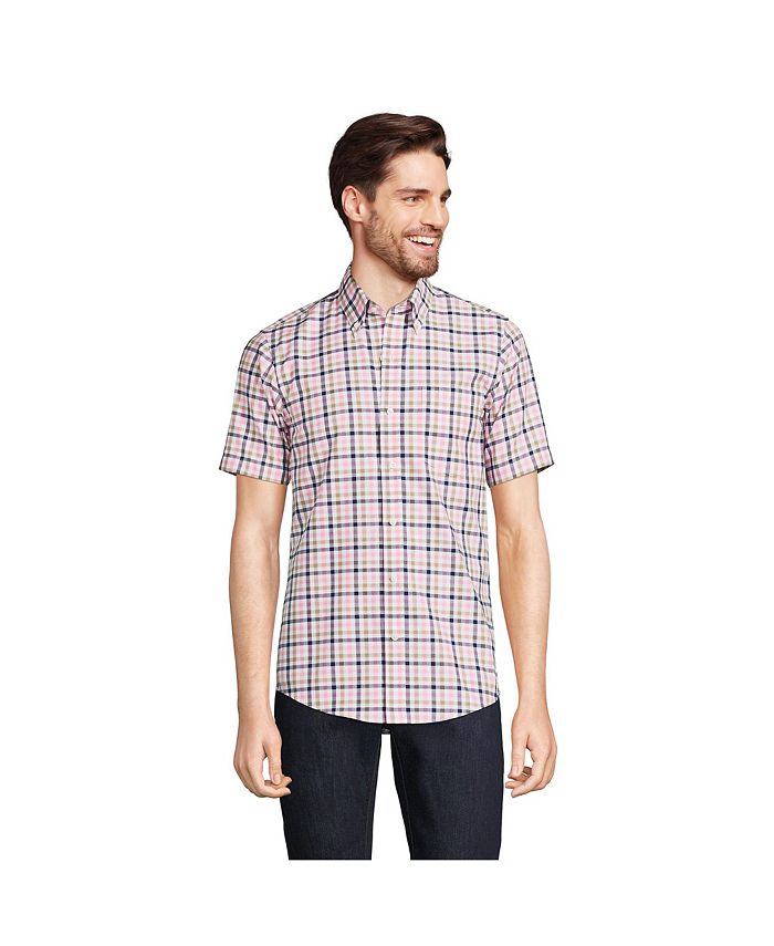 Lands' End Men's Short Sleeve Traditional Fit No Iron Sportshirt - Macy's