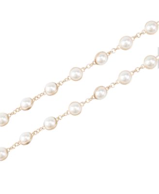 Women's Imitated Pearl Embellished Gold-Tone Chain Dress Belt