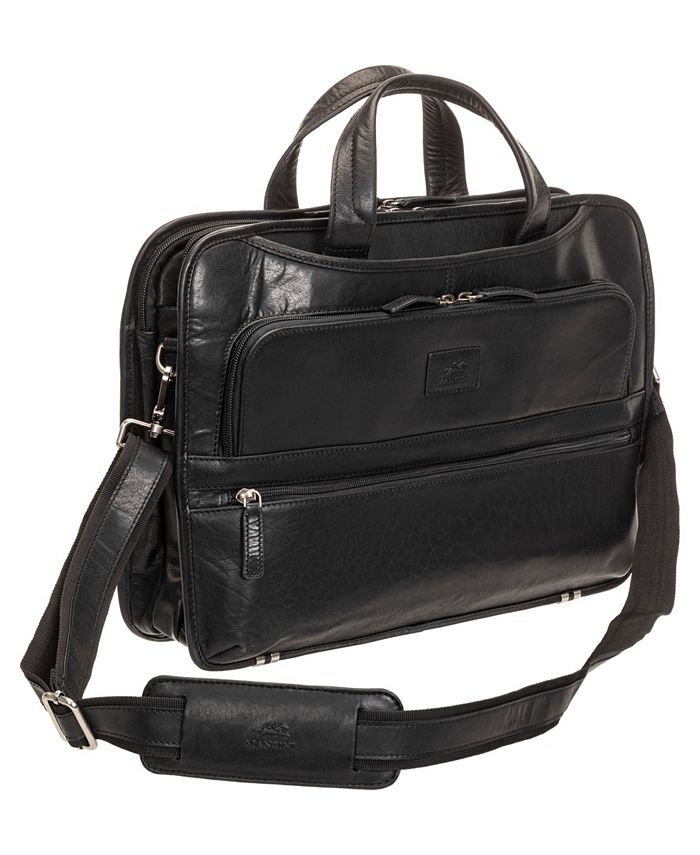 Mancini Men's Buffalo Triple Compartment Briefcase for 15.6" Laptop and