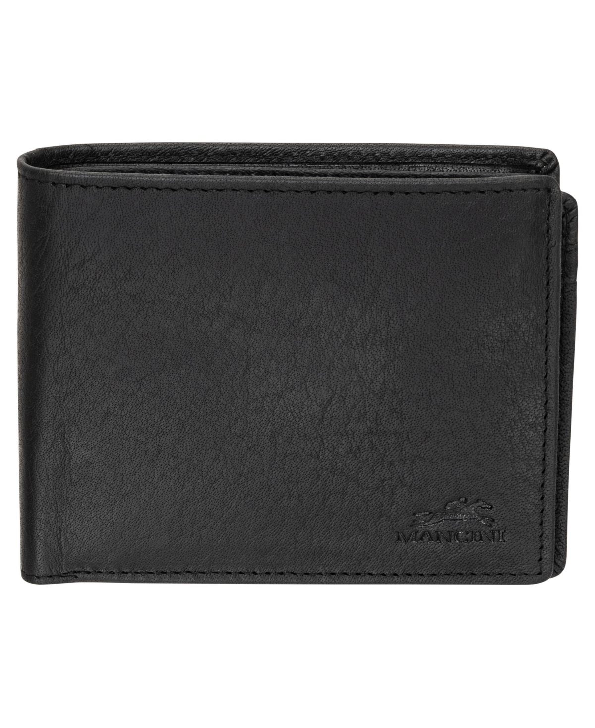 Mancini Men's Buffalo Rfid Secure Center Wing Wallet With Coin Pocket In Black