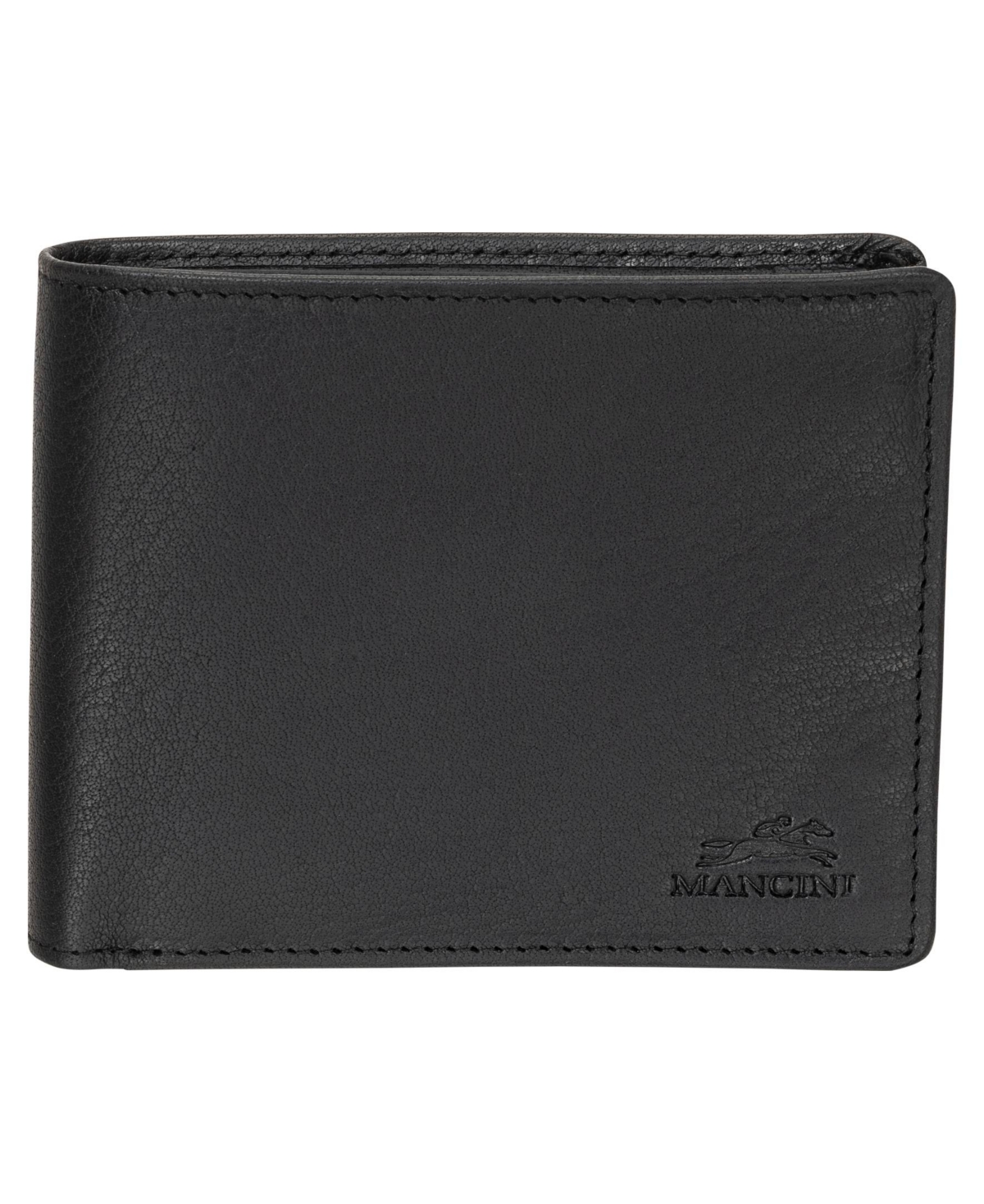 Mancini Men's Buffalo Rfid Secure Center Wing Billfold Wallet In Black