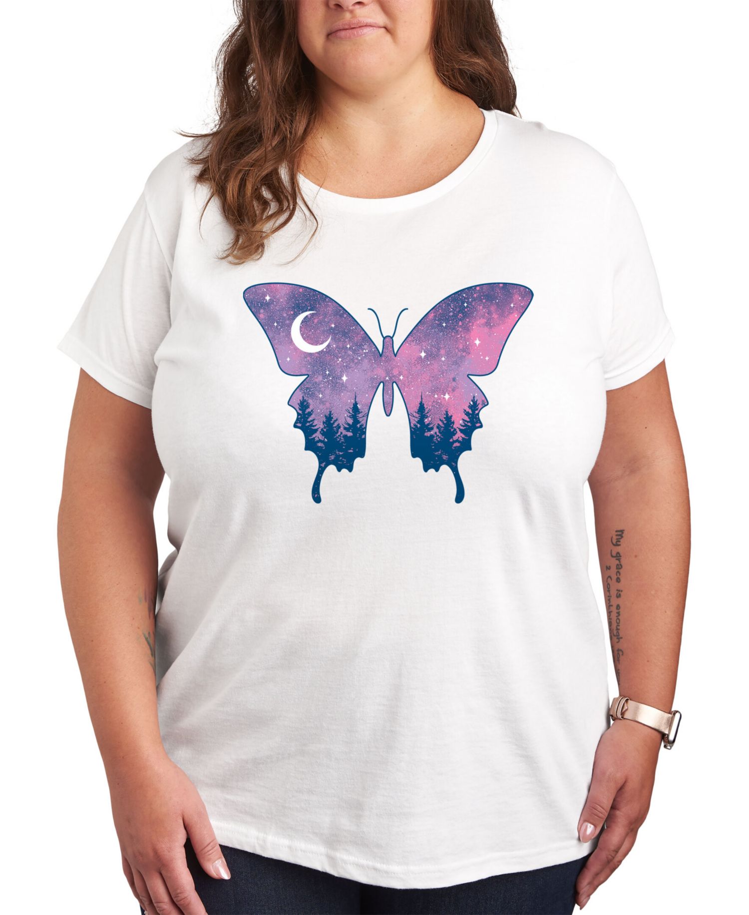 Trendy Plus Size Cosmic Butterfly Graphic T-shirt
