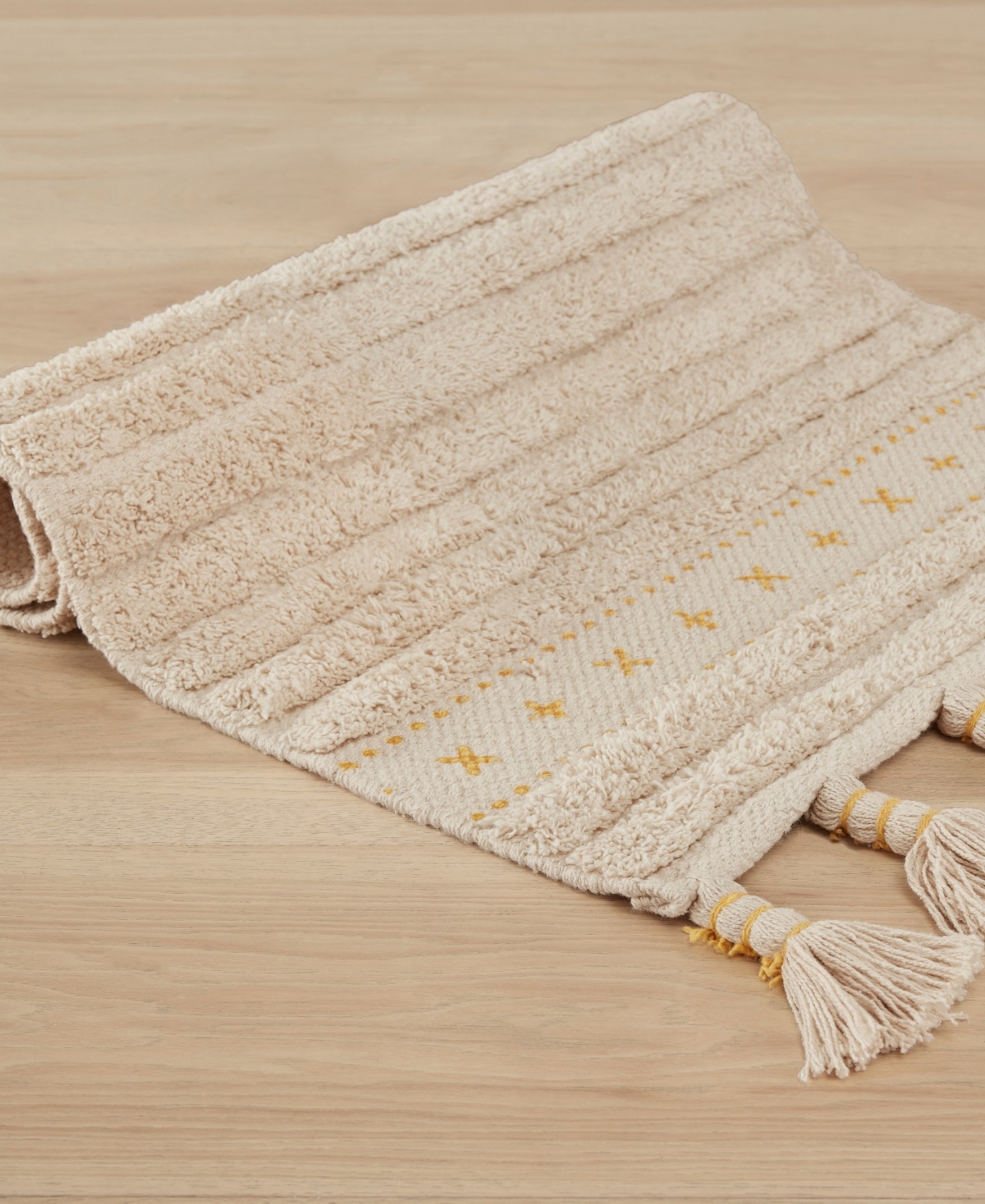 Lucky Brand Overtufted Cotton Fringe Bath Rug, 17" x 32"