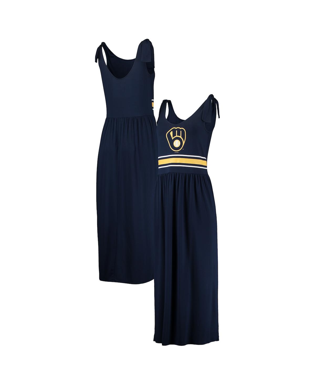 Shop G-iii 4her By Carl Banks Women's  Navy Milwaukee Brewers Game Over Maxi Dress