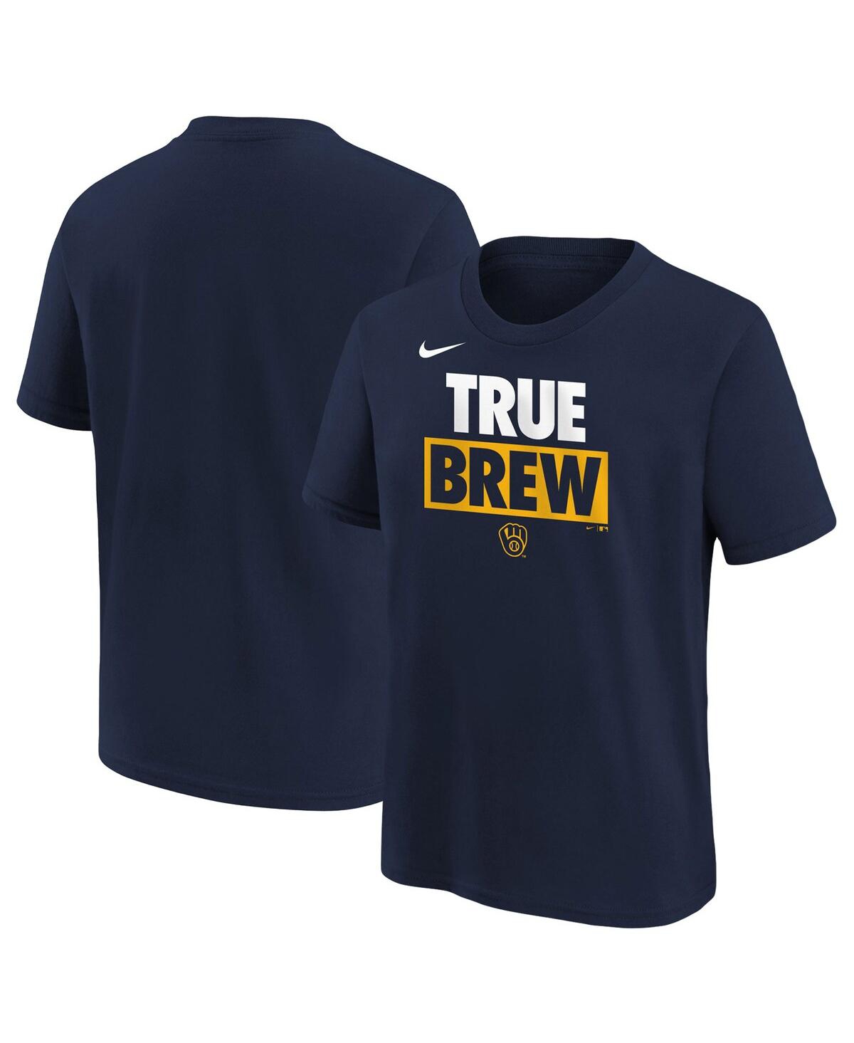 Nike Kids' Big Boys And Girls Navy Milwaukee Brewers Team Engineered T-shirt