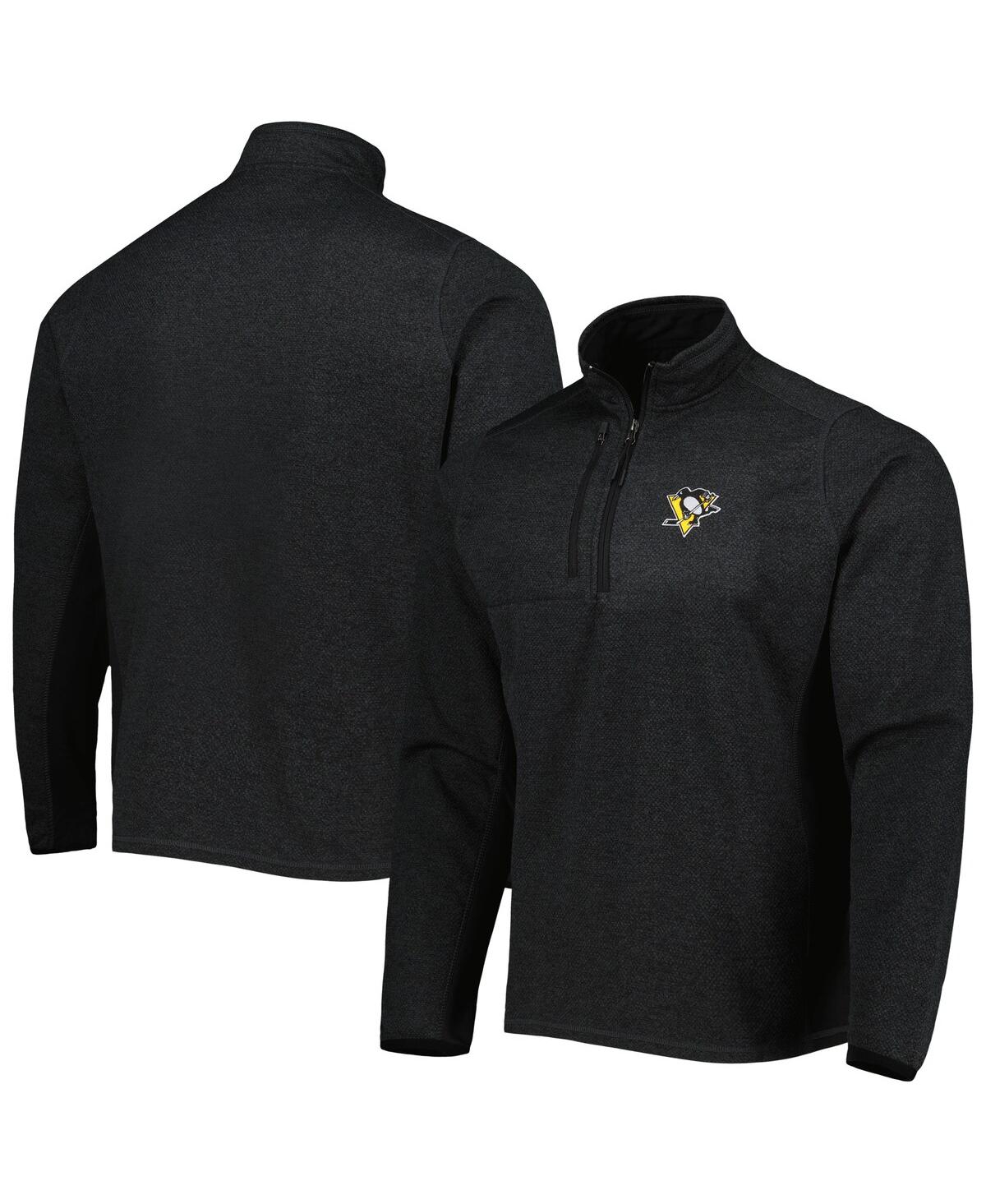 Shop Antigua Men's  Heathered Black Pittsburgh Penguins Course Quarter-zip Jacket