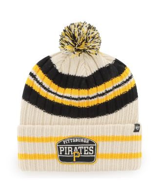 Men's Natural Pittsburgh Pirates Home Patch Cuffed Knit Hat with Pom
