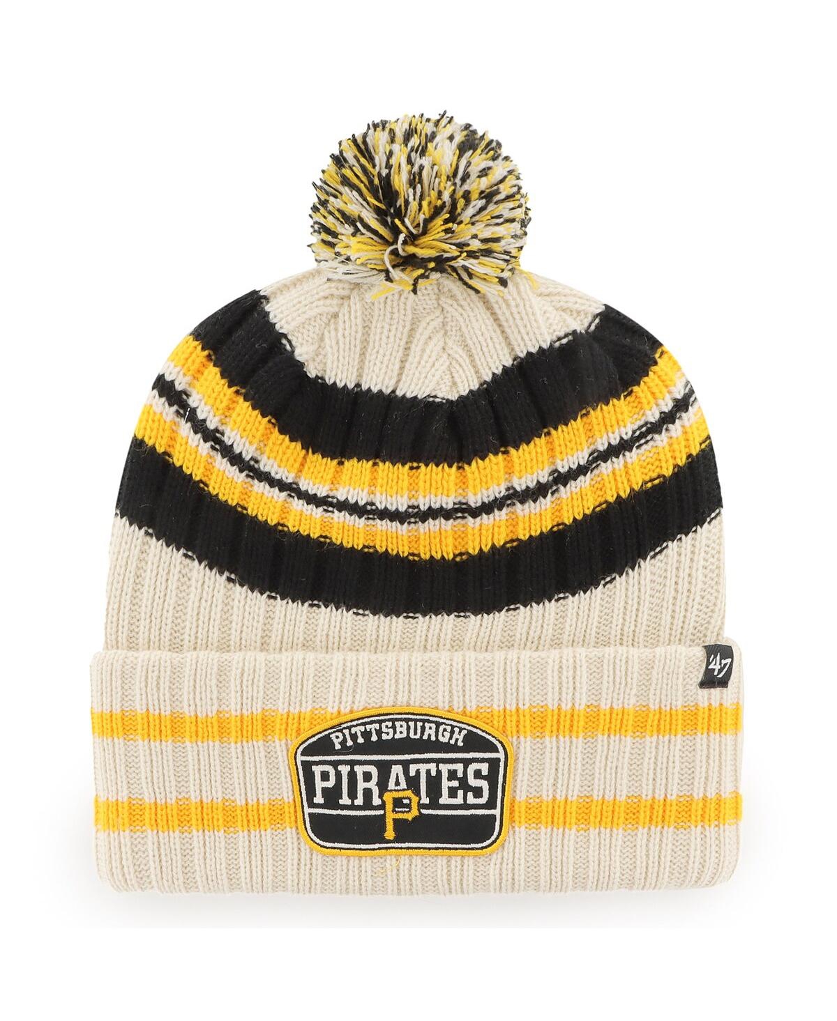 47 Brand Men's ' Natural Pittsburgh Pirates Home Patch Cuffed Knit Hat With Pom In Natural