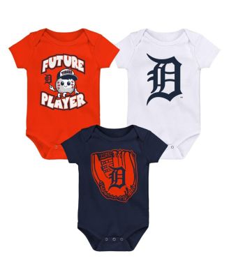 Newborn and Infant Boys and Girls Orange, Navy, White Detroit Tigers Minor League Player Three-Pack Bodysuit Set