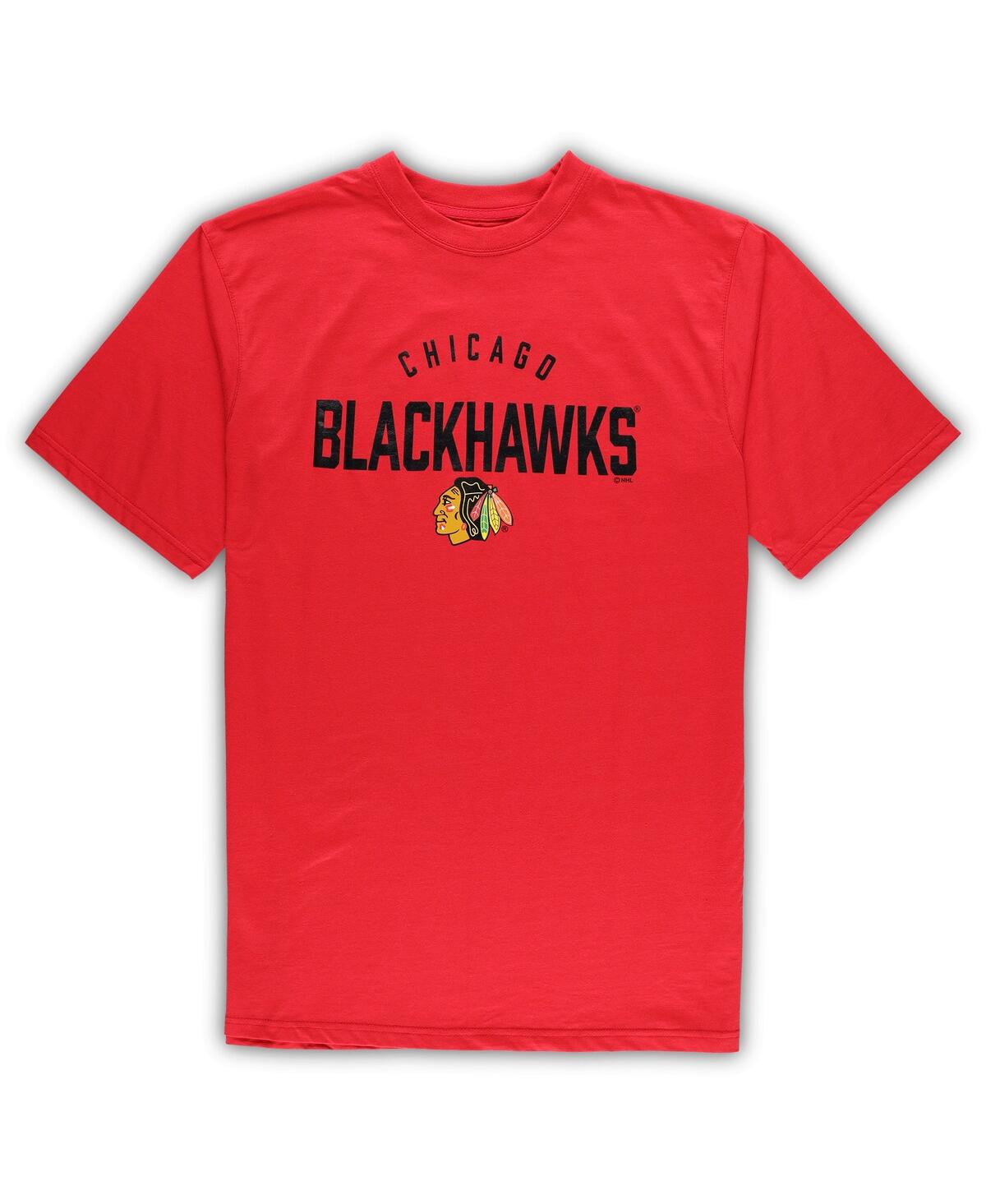 Shop Profile Men's Chicago Blackhawks Red, Heather Gray Big And Tall T-shirt And Pants Lounge Set In Red,heather Gray