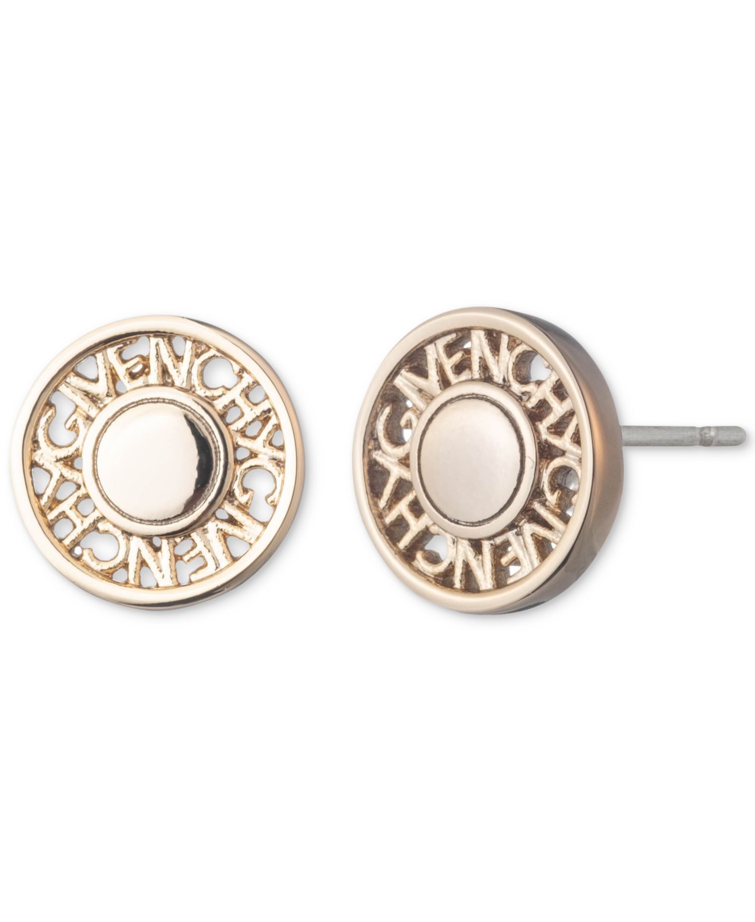 Gold-Tone Logo Coin Button Stud Earrings