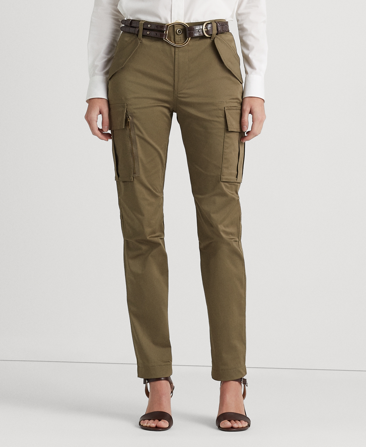 Ralph Lauren Cotton Sateen Cargo Pant In Olive Fern