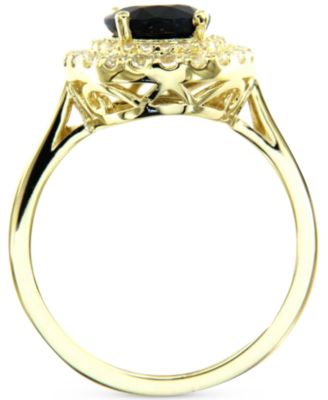 Sapphire (2 ct. t.w.) & White Topaz (1/2 ct. t.w.) Halo Ring in Gold-Plated Sterling Silver (Also in Ruby & Emerald)