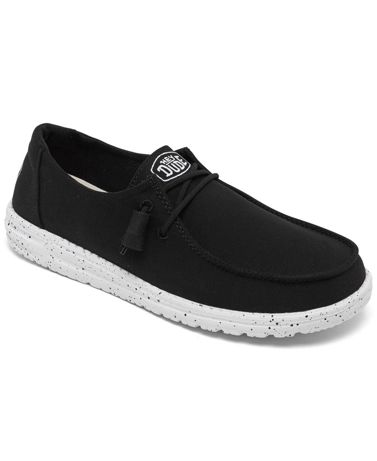 Women's Wendy Slub Canvas Casual Moccasin Sneakers from Finish Line - Black, White