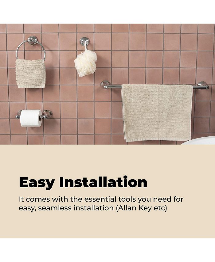 IDB Bathroom Hardware Accessory Set Includes Towel Bar, Toilet Paper