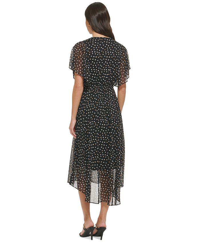 DKNY Women's Printed Flutter-Sleeve Fit & Flare Dress - Macy's