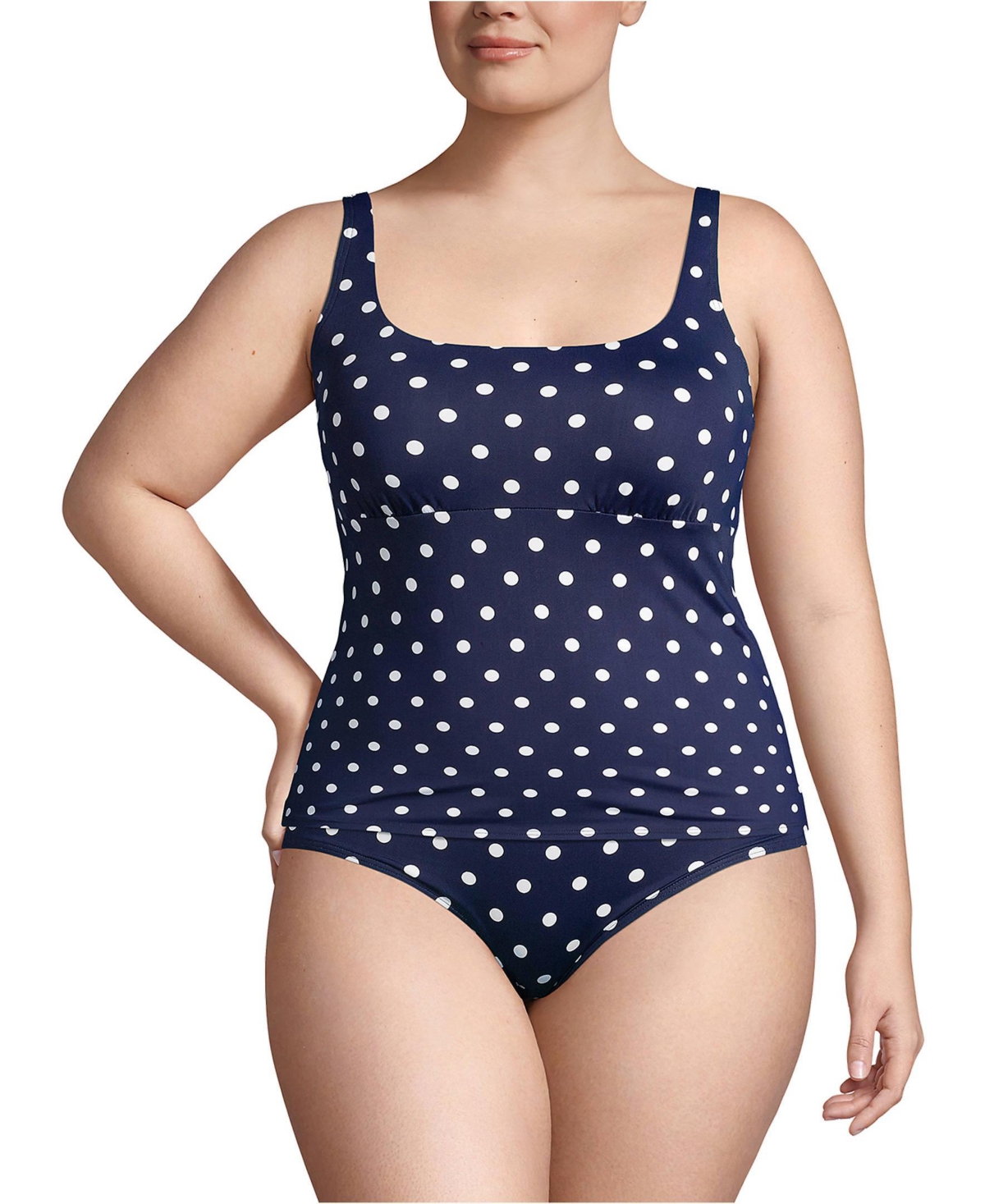 Lands' End Plus Size Long Square Neck Underwire Tankini Swimsuit Top