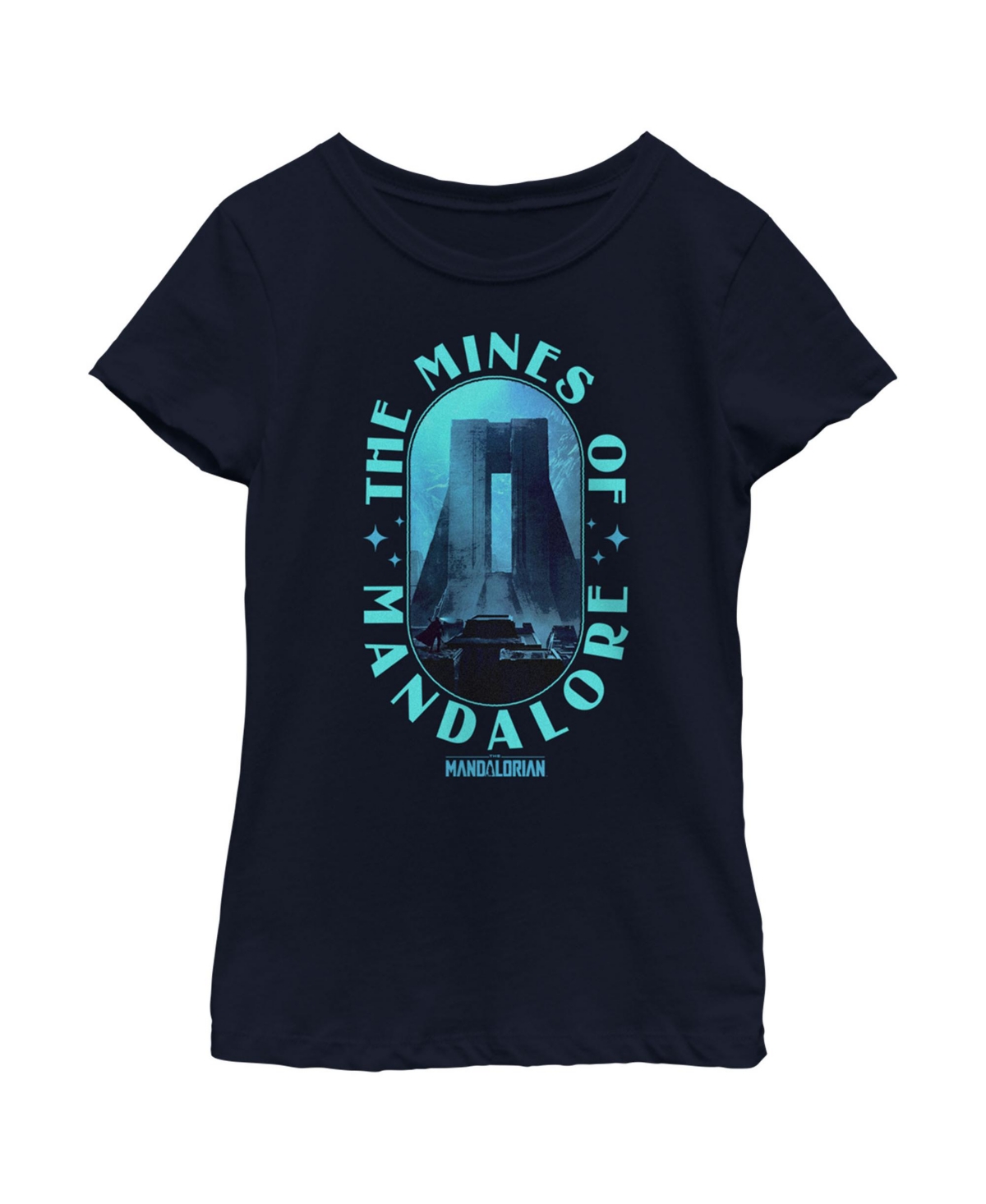 Disney Lucasfilm Girl's Star Wars: The Mandalorian The Mines Of Mandalore Child T-shirt In Navy Blue