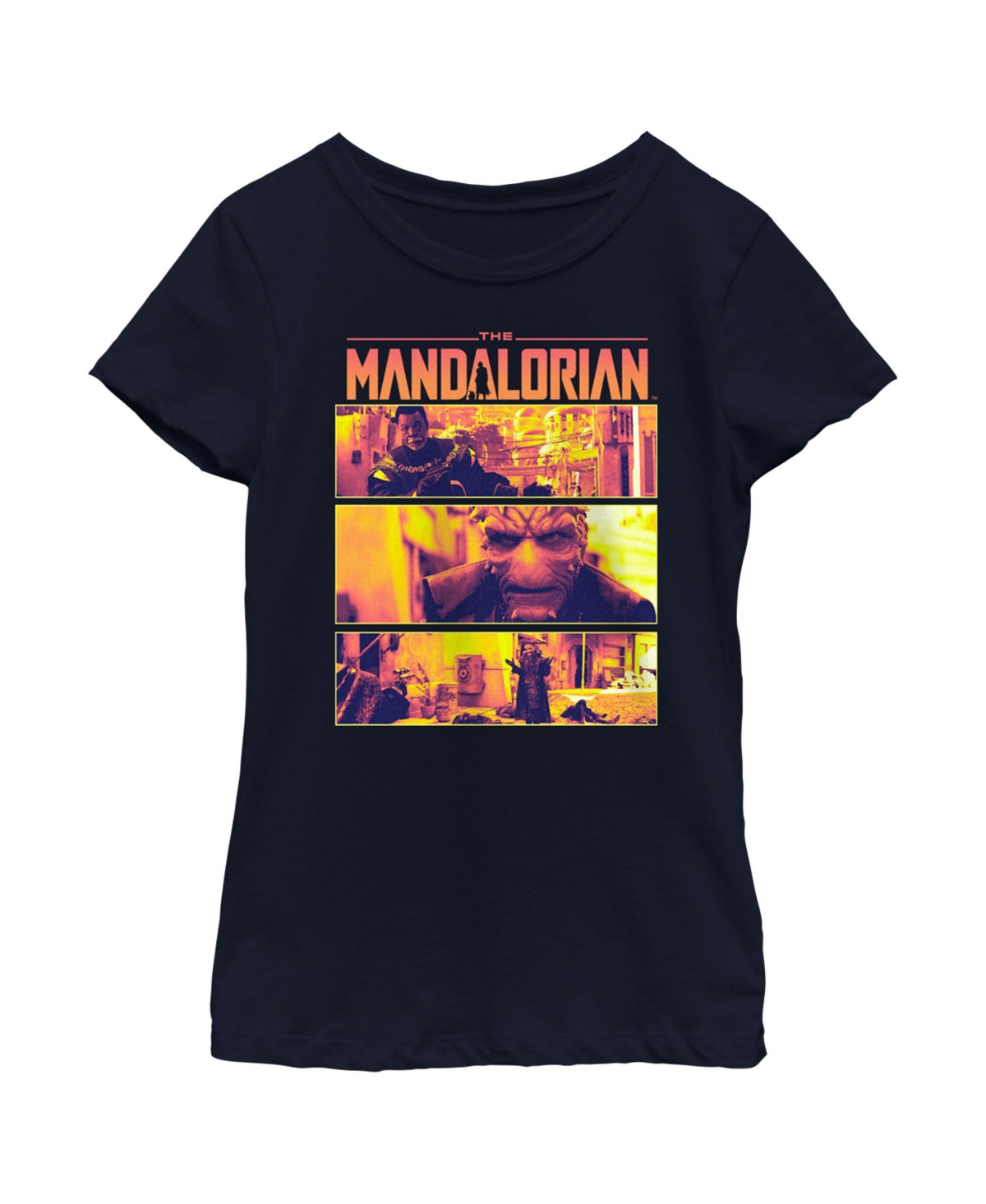 Disney Lucasfilm Girl's Star Wars: The Mandalorian The Apostate Scenes Child T-shirt In Navy Blue