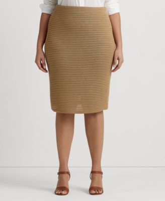 Lauren Ralph Lauren - Plus Size Metallic Cotton-Blend Pencil Skirt