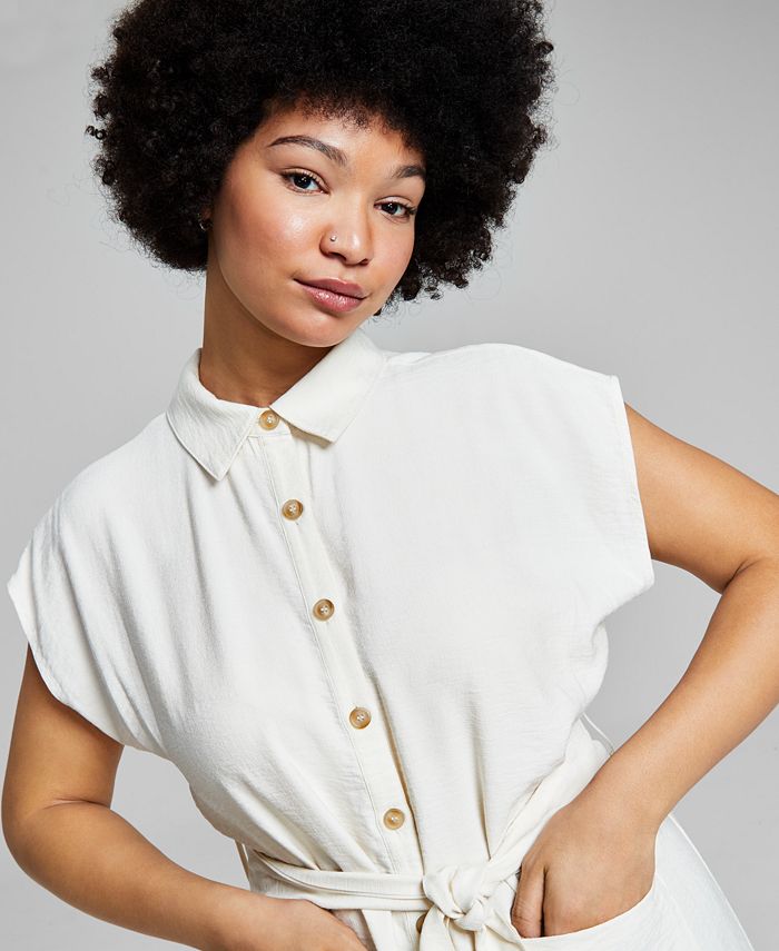 And Now This Women's Short-Sleeve Belted Shirtdress - Macy's