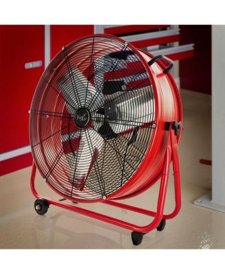 24 Inch Commercial Floor Drum Fan in Red